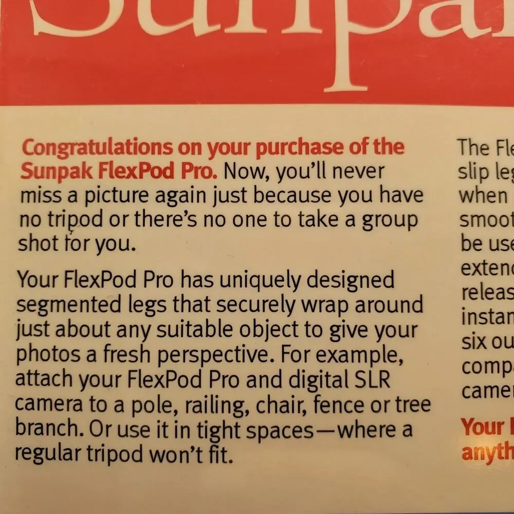 New Flex Pod Pro Tripod Platinum Plus By Sunpak Flexible Lightweight Digital SLR